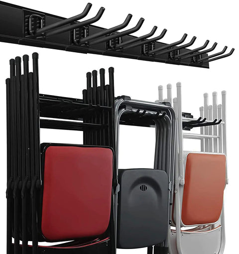 Garage In Wall Storage System With 48 Inch Track Heavy Duty Garden Tool Rack And Hangers Featuring 6 Adjustable Hooks For Relocatable Flexible Organization And Up To 450 Lb Max Load