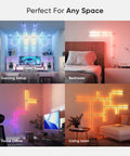 Lines Smart LED Wall Light Bar Kit With Music Sync And Screen Sync 16M Colors WiFi Control in gaming setup, bedroom, office, living room