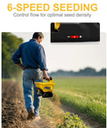 Man using Handheld Cordless Power Spreader For Lawn Care Compatible With Dewalt 20V Battery Not Included Tool Only on a field