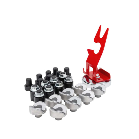 Fixturing Kit For Portable Welding Table With Magnetic Torch Holder, V Blocks For Round Tubing, Stackable Riser Stops In View