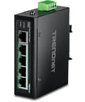 Industrial Five Port Gigabit PoE Plus DIN Rail Switch With 120W PoE Budget and 10Gbps Switching Capacity, NDAA and TAA Compliant