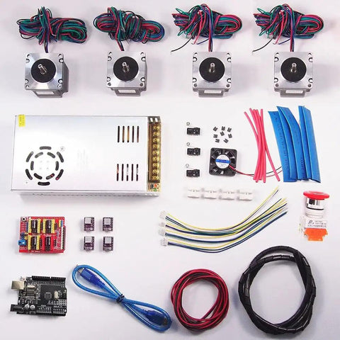 Rock Solid Electronic Motor Combo Kit To Kickstart Your Desktop Diy Cnc Router Mill Or Wood Engraving Setup With Builder Grade Wiring Harness And Pro Level Components Size 4x23 includes motors, wiring, and control board.