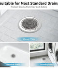 Premium Shower Drain Hair Catcher And Clog Prevention Protector Fits All Us Standard Flat Drains in shower, bathtub, and laundry.