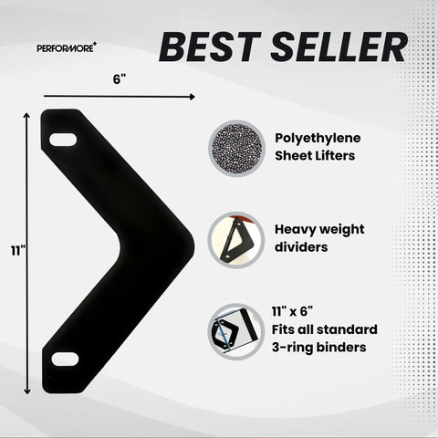 Pro Grade Sheet Lifters For Three Ring Binders With Flat Triangle Shape Black 11 By 6 Inches Durable Binder Accessory Pack Of 20 Protects Pages From Tearing And Curling dimensions and features