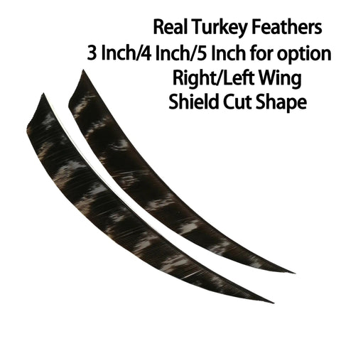 Shield Cut Turkey Feather Archery Fletches Pro Grade 3in 4in 5in 50 Pcs Right And Left Wing For DIY Hunting Arrows