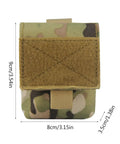 Front view of Outdoor Utility Gear Bag Pouch with Cigarette Holder Case and Belt Clip, khaki nylon 9x8x3.5cm