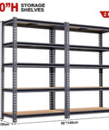 Beefy Heavy Duty Metal Shelves With 2400 Lb Capacity For Garage Pantry Basement And Closet Organization 60 Inch Tall Two Piece Set Multi Use Storage Racks For Home Workshop And Warehouse, 2-pack