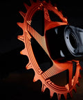 Close-up of Helix R 3 Bolt Direct Mount Chainring For SRAM 3 Bolt Compatible Cranks With 3mm Offset CNC Machined From AL 7075 T6.