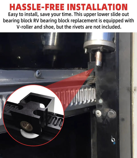 Standard Upper And Lower Bearing Block Set For RV Schwintek Slide Out In Wall Bearing System With V Roller Shoe Aluminum