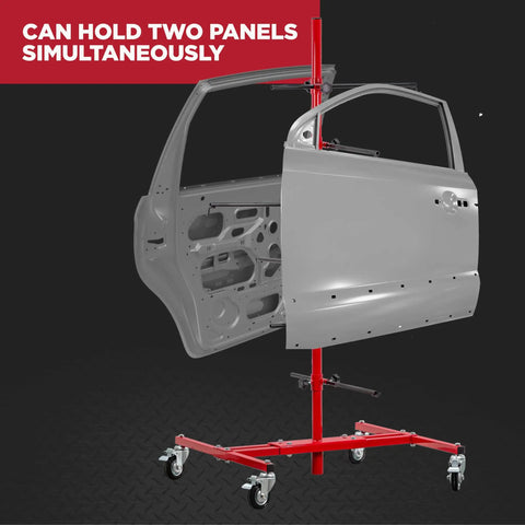 Auto Panel Tree Paint Stand Holder With Adjustable Center Post And Six Height Adjustable Hook Levers Securely Hang Two Car Panels