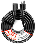 Heavy Duty Black Extension Cord 25 Ft 16/3 13A 1625W SJTW ETL Listed Outdoor Power Cable for Tools and Yard Work