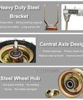Heavy Duty Pneumatic Rubber Swivel Casters Built Tough Workhorse Grade Industrial Wheels Set Of Four Eight Inch Top Plate Mount with steel bracket and hub shown.