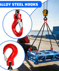Heavy Duty 6 Ton Chain Sling 5 16 Inch By 5 Feet G80 Alloy Steel Four Way Quadruple Leg Lifting Slings With Four Safety Grab Hooks For Rigging Hoists And Engine Lifts, red alloy steel hooks