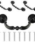 Four Pack Retro Drop Bail Drawer Pulls With Screws Black Finish Large Size L Rustic Swing Handles For Cabinets And Furniture Durable Zinc Alloy Build Rust Resistant Easy Install