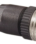 M12 Waterproof Industrial Connector With PG7 Cable Gland Four Pin Male Straight Receiver close-up view, showing metal and plastic components.