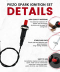 Propane Piezo Spark Ignition Kit With Push Button Igniter And Threaded Ceramic Electrode, details and components