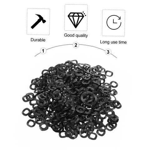 Beefy 500 Piece Wave Washers Kit With Compression Type Springs, Spring Steel Wave Washers For Screws And Bolts In Home Appliances, Automotive And Industrial Projects, black washers pile