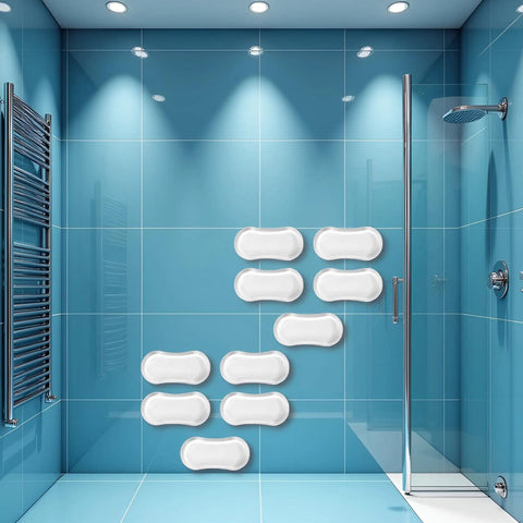 10Pcs Toilet Seat Bumpers Universal Fit For Bidet Attachments Silicone Rubber Cushions with strong adhesive displayed on a wall