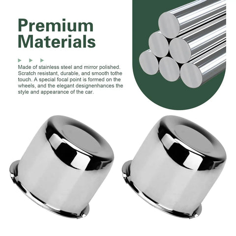 Heavy Duty Push Through Trailer Wheel Center Caps Boasting A Slick Chrome Polish For A Tight Universal Mount On Truck Rv And Suv Rims using durable carbon steel.