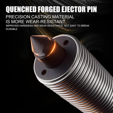Quenched forged ejector pin with precision casting material, durable design, and wear-resistant features.