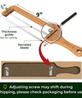 Adjustable Bread Knife With Precision Thickness Guide for Homemade And Sourdough Loaves with serrated blade and bamboo handle