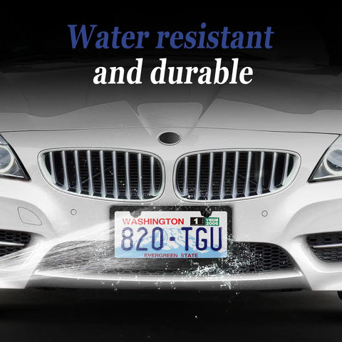 Set Of Two Matte Black Aluminum License Plate Frames For Front And Rear With Narrow Bezel And Rounded Corners Corrosion Resistant Finish Includes Screws Caps And Washers A Slick Durable Upgrade For Your Ride shown on car