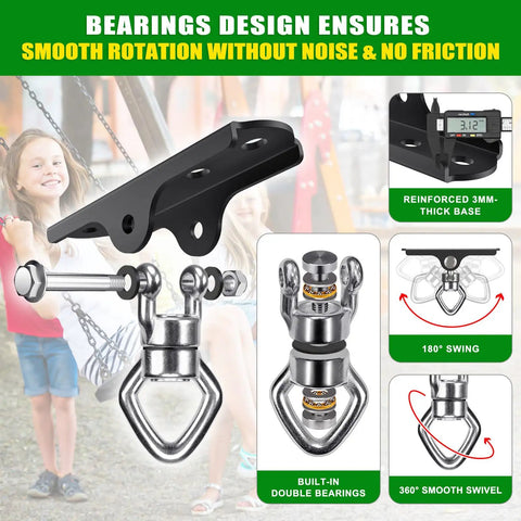 Ultra Smooth 360 Degree Swivel Swing Hanger With Ball Bearing Ceiling Mount - Heavy Duty 900 Lbs Capacity For Hammock Chairs Porch Swings Tire Swings Gym Rings Aerial Silks And More Heavy Bag, 3mm steel base and swivel hook