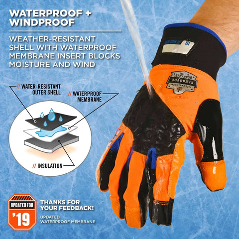 High Visibility Waterproof Work Gloves With Thermal Insulation, 3M Thinsulate, Touchscreen Compatible, ProFlex 818WP, Orange.