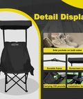 Portable Camping Chair With Adjustable Shade Canopy, Lightweight Oversized Folding Beach Chair detail display with features