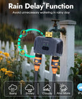 Two Zone WiFi Water Timer For Garden Hose With Brass Inlet And Outlet Remote App Control Rain Delay Function in Rain