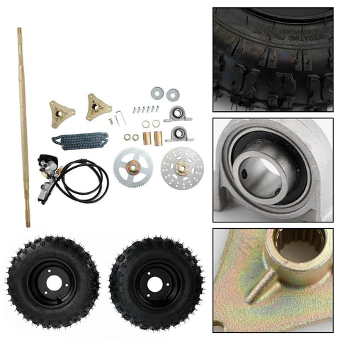 29 Inch Rear Axle Assembly Wheel Hub Kit For Go Kart Quad Trike Drift Bike Builds Complete DIY Replacement Beefed Up Rear End Parts