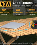 Heavy Duty 300W Adjustable DC Voltage Regulator with XT60 Output charging a laptop on a wooden table
