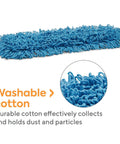 Top Shelf 24 Inch Loop End Cotton Dust Mop Head For Hard Surface Floors Heavy Lint Free Replacement blue cotton mop head detail.