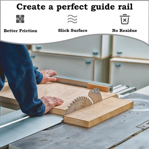 Woodworker using Table Saw Crosscut Sled Kit with Aluminum T Track and UHMW Miter Bars for precise DIY cuts on table saw.