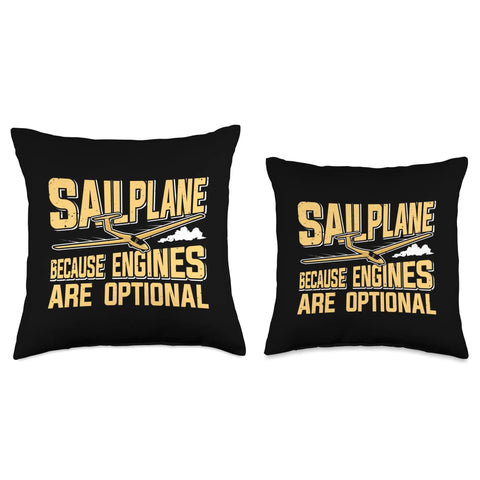Soaring Sailplane Pilot Throw Pillow For Aviation Enthusiasts Glider Gift Cozy Home Decor showing sailplane graphic and text.
