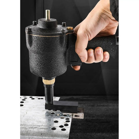 Pro Grade Pneumatic Hole Puncher With 360 Degree Swivel And Quiet Exhaust Guard For Rock Solid Performance On Tough Sheet Metal Panels And Fast Trade Shop Work