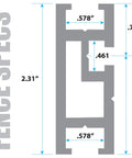 Tough As Nails Aluminum Miter Fence Compatible With Table Saws featuring detailed fence specifications and measurements.