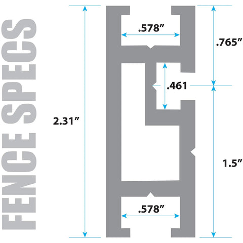 Tough As Nails Aluminum Miter Fence Compatible With Table Saws featuring detailed fence specifications and measurements.