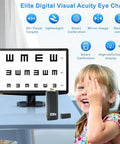Digital Visual Acuity Eye Chart For TV And Monitor, 4K Vision Tester With Auto Randomize, shown with child covering one eye