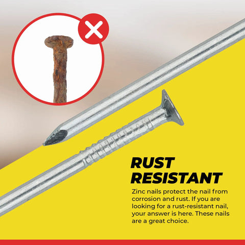All Purpose Nail Set Bundle For DIYers Includes Finish Nails, Common Nails, Brad Nails, Wire Nails, And Picture Hanging Nails A Complete Woodworking Fasteners Kit For Home Improvement Projects And A Pro Finish with rust-resistant zinc finish.