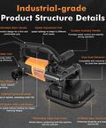 Close-up view of Powerhouse Four Head Concrete Grinder Set with Four Inch Diamond Wheels, 3800W Motor and 0-6000 RPM.