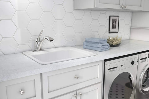 Awesome Mistos Stainless Steel Laundry Faucet With Pullout Spout And Sweep Spray Technology in modern laundry room setup