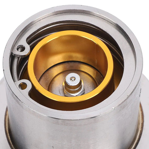 Close-up of 2Pcs Boat Trailer Bearing Protectors with Covers, stainless steel wheel center grease cap showing auto check grease level window.