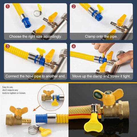 Yellow Stainless Steel Hose Clamps Pack of 14, Adjustable Thumb Screw Key Type, 8mm Bandwidth, Fits 16 to 25 mm Hoses in Use