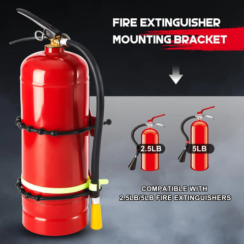 Beefed-Up Eight Pack Fire Extinguisher Mount Bracket With Adjustable Fit Holds 2.5 And 5 Lb Extinguishers Heavy Duty Easy Install