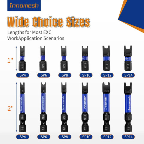 Solid As A Rock Six Piece Magnetic Spanner Bit Set In S2 Steel With SP4, SP6, SP8, SP10, SP12, SP14 sizes displayed.