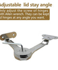 2 Pieces Lid Support Hinges With Soft Close And Folding Lid Stay Adjustable Angle Keeps Lid Open No Slam When Lifting