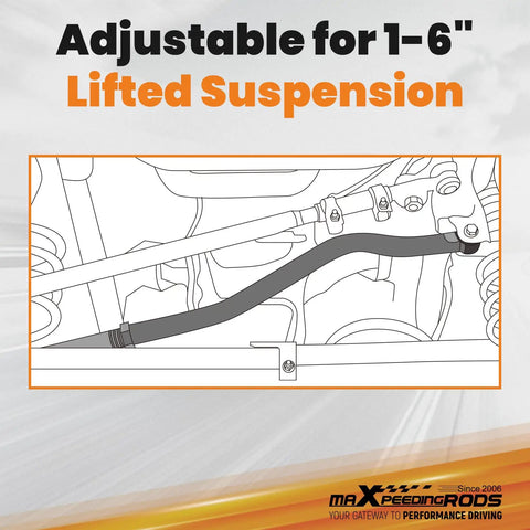 Adjustable Rear Track Bar For Jeep Wrangler TJ 1997 To 2006 Fits 1 To 6 Inch Lift Length Adjusts 31.37 To 34 Inches Direct Replacement To Stop Axle Lateral Movement And Beefed Up Handling For Tough Off Road. rear track bar diagram for lifted suspension