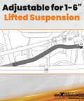 Rear Adjustable Track Bar For Jeep Wrangler TJ 1997 2006 Fits 1 To 6 Inch Lift Direct Replacement To Stop Axle Lateral Movement And Boost On Trail Handling For Rough Roads And Everyday Rock Crawling; 1-6in lift diagram
