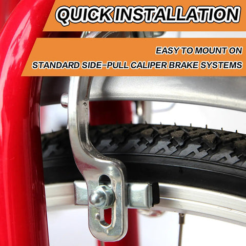 8 Pack Bike Brake Pads 40mm Universal Caliper Replacement Set installed on bike wheel showing quick installation feature
